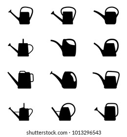 Set of silhouettes of watering can, vector illustration