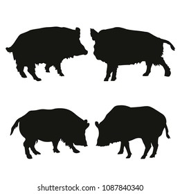 Bison Group Vector Silhouettes American Bison Stock Vector (Royalty ...