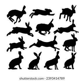 The set silhouettes of wild hares.
