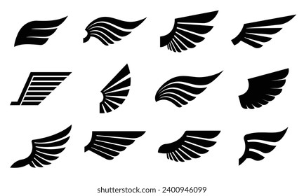 set of silhouettes of wings, Frame wings vector set, angle wing set