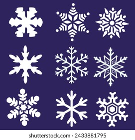 Satz von Silhouetten von Winter Schneeflocken