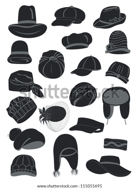 Set Silhouettes Womens Hats Stock Vector (Royalty Free) 115055695