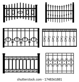 set of silhouettes of wrought iron bars with a pattern vector illustration