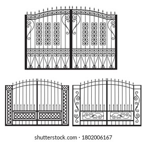 set of silhouettes of wrought iron bars vector illustration