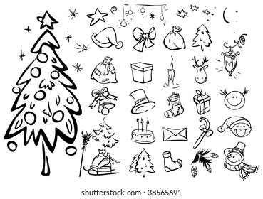 Set of silhouettes for xmas design