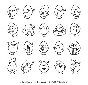Set of silicone anal plug characters with cheerful expressions, kawaii designs, charming emotions, fun illustrations, festive decorations, and adorable elements for entertaining occasions