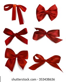 Set of silk red bows