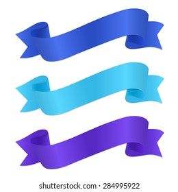 Set of silk ribbons with shadow, vector illustration for your design project.