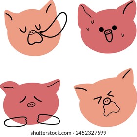 Set von Silly Pig Faces - Cartoon-Clipart mit lustigen Ausdrücken