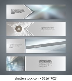 Set Silver abstract geometric mosaic background with place of text. Design elements Vector illustration EPS 10 for booklet layout page, leaflet template, vertical banner colors metalic grey, steel