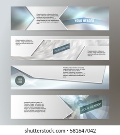 Set Silver abstract geometric mosaic background with place of text. Design elements Vector illustration EPS 10 for booklet layout page, leaflet template, vertical banner colors metalic grey, steel