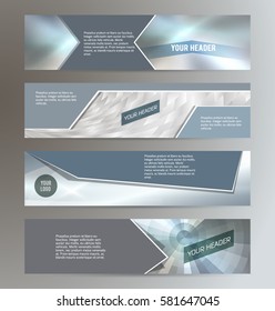 Set Silver abstract geometric mosaic background with place of text. Design elements Vector illustration EPS 10 for booklet layout page, leaflet template, vertical banner colors metalic grey, steel