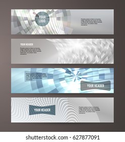 Set Silver abstract geometric mosaic background with place of text. Design elements Vector illustration EPS 10 for booklet layout page, leaflet template, vertical banner colors metalic grey, steel