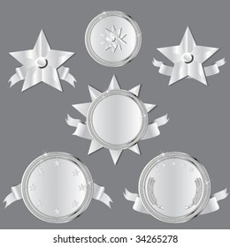 conjunto de premios de plata y medallas