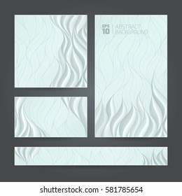 Set silver banners different size with volumetric waves. Space for your message.