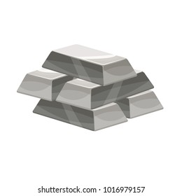 Set of silver bars icon. Cartoon style, illustration, vector icon for web, games, applications