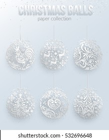 Set of Silver Christmas Balls decoration vector illustration