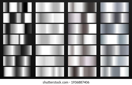 Set Silver color gradient Chrome color foil texture background. vector golden, copper brass and metal  template. - Shutterstock ID 1936887406