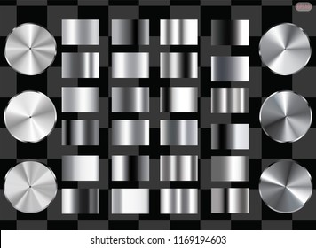 Set of Silver foil texture background. Realistic silver, gradient mesh. High resolution