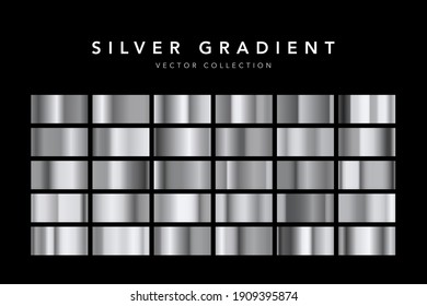 Set Of Silver Foil Texture Background. Metal Gradient Template. Vector Illustration