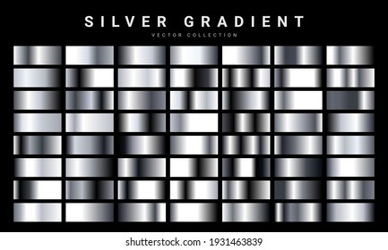 Set silver foil texture background  Metal gradient template  Vector illustration
