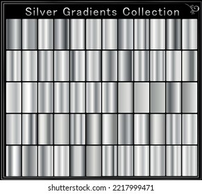 Set of silver foil texture background. Metal gradient template. Vector illustration