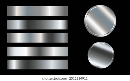 Set of Silver foil texture background. Realistic silver, gradient mesh. High resolution. 