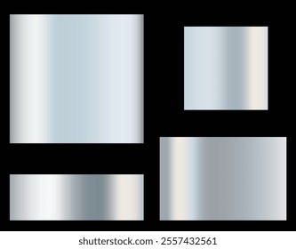 Set of Silver foil texture background. Realistic silver, gradient mesh. High resolution.