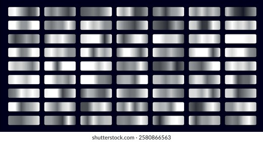 Set of Silver foil texture background. Realistic silver, gradient mesh. High resolution