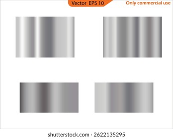 Set of Silver foil texture background. Holographic, silver, bronze and golden foil texture background set. Realistic silver, gradient mesh. Chrome border, iron frame, ribbon, label. High resolution. 