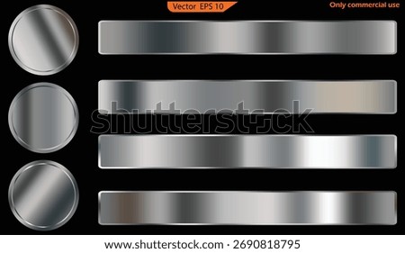 Set of Silver Foil Texture Backgrounds – Realistic Metallic Gradient Mesh and Chrome Foil Collection. High Resolution