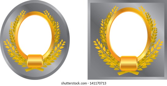 set of silver frames with golden vignette