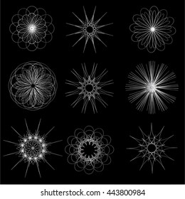Set of silver geometric vector symbol abstract