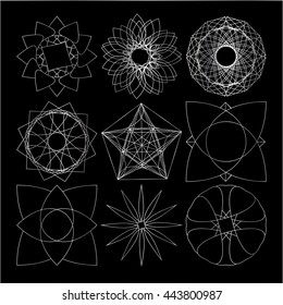 Set of silver geometric vector symbol