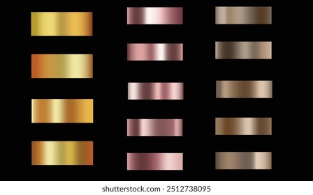 Set of Silver, gold and pink foil texture background. Realistic silver, gradient mesh. High resolution