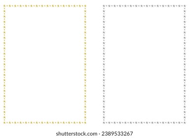 Set of silver and golden frames of stars isolated on white. Vector frame with stars. Frame for text, certificate, pictures, diploma, card, photo	