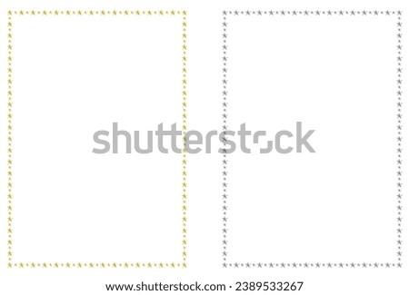 Set of silver and golden frames of stars isolated on white. Vector frame with stars. Frame for text, certificate, pictures, diploma, card, photo	
