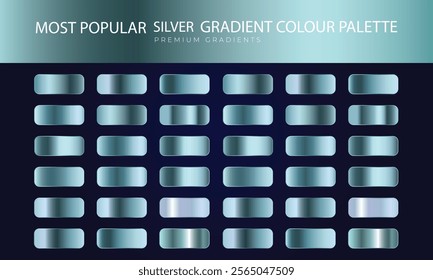 Set of Silver gradient, foil texture background. Realistic silver, gradient mesh. High resolution.