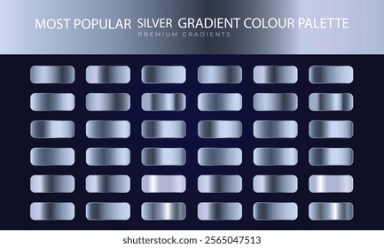 Set of Silver gradient, foil texture background. Realistic silver, gradient mesh. High resolution.