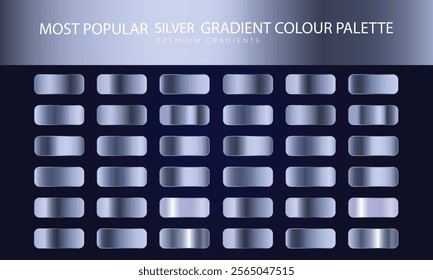Set of Silver gradient, foil texture background. Realistic silver, gradient mesh. High resolution.
