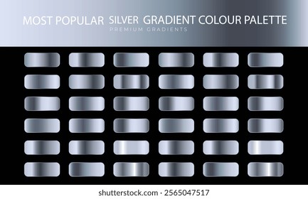 Set of Silver gradient, foil texture background. Realistic silver, gradient mesh. High resolution.