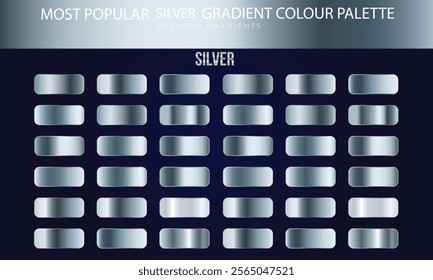 Set of Silver gradient, foil texture background. Realistic silver, gradient mesh. High resolution.