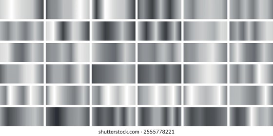 Set of silver gradients, silver, metal.