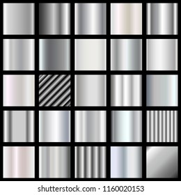 Set Silver Gradients Metallic Squares Collection Stock Vector (Royalty ...