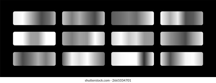 set of silver gradients on black background