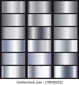 Set of silver gradients texture. Vector illustration