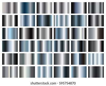 Set of silver gradients.Metallic background collection.Vector illustration.