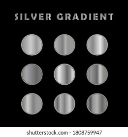 Satz silberner Farbverläufe.Metallische Quadrate Sammlung.