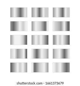 Satz silberner Farbverläufe.Metallische Quadrate Sammlung.Vektorillustration Illustration.