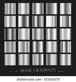 Set Of Silver Gradients.Metallic Squares Collection,Vector Illustration.